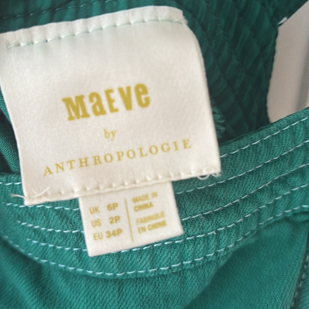 Anthropology Maeve Elizabeth Green side button dress size 2P - Picture 6 of 8